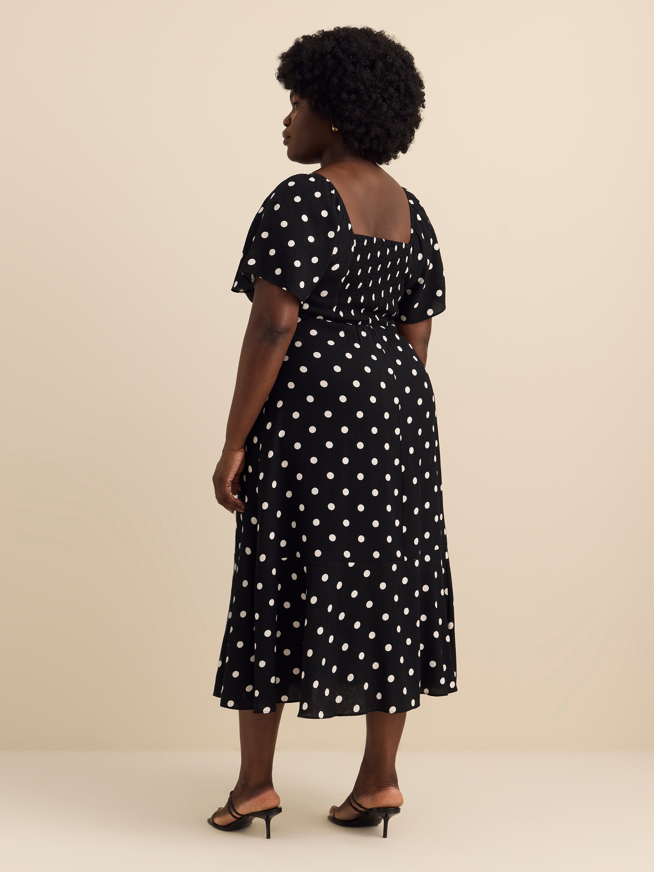 Sweetheart Neckline Midi Dress with Short Flutter Sleeves - Addition Elle