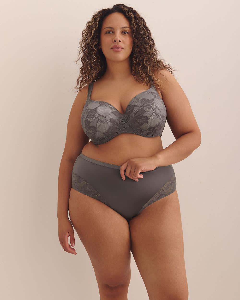 Grey Underwire Lace T-Shirt Bra - Déesse Collection