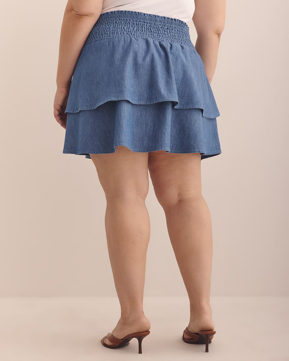Pull-On Denim Short Ruffle Skirt - d/C JEANS