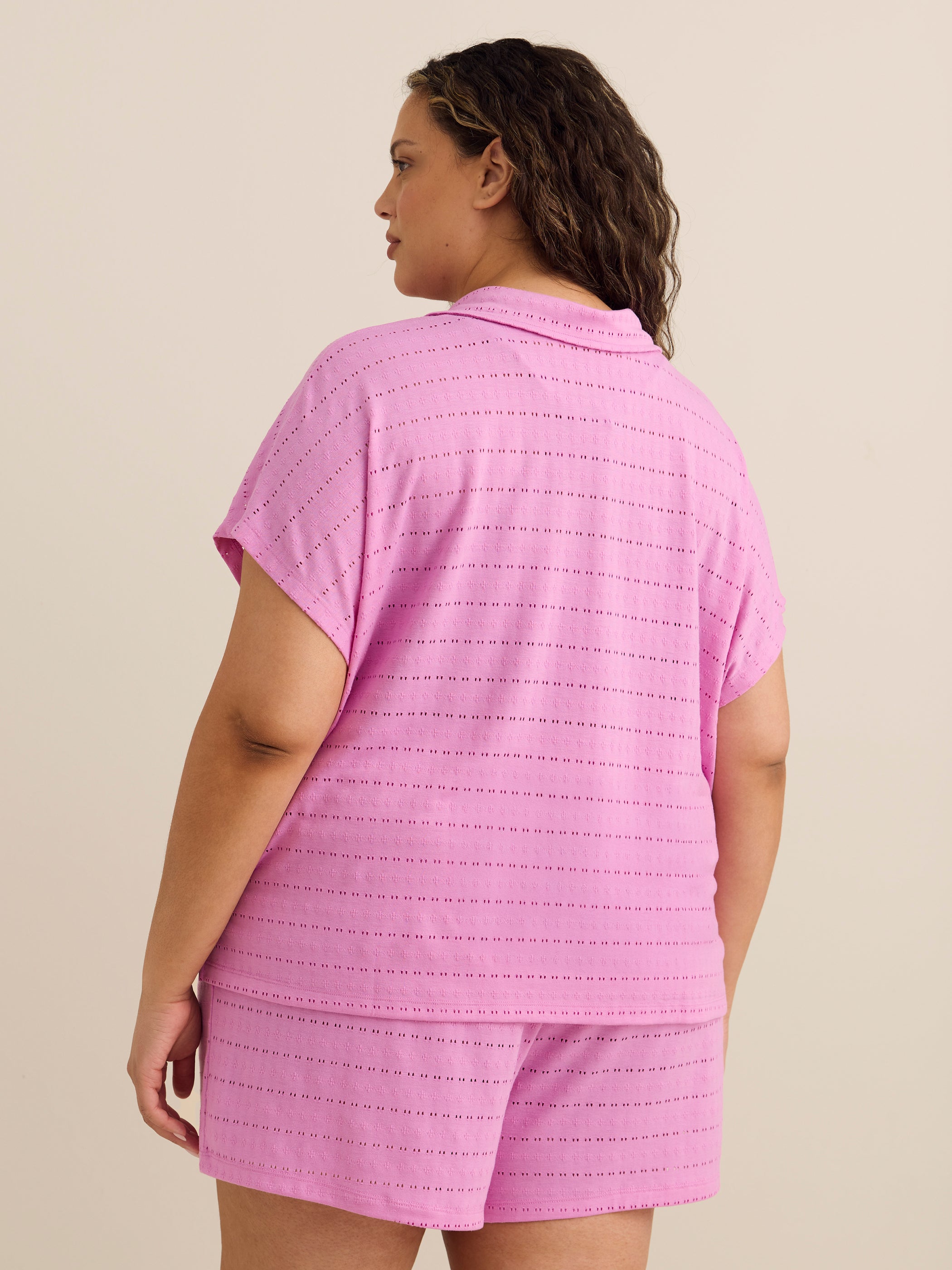 Violet Eyelet Buttoned-Down Beach Top