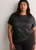 Responsible, Black Leopard-Print Short-Sleeve T-Shirt with Mesh Inserts - Active Zone