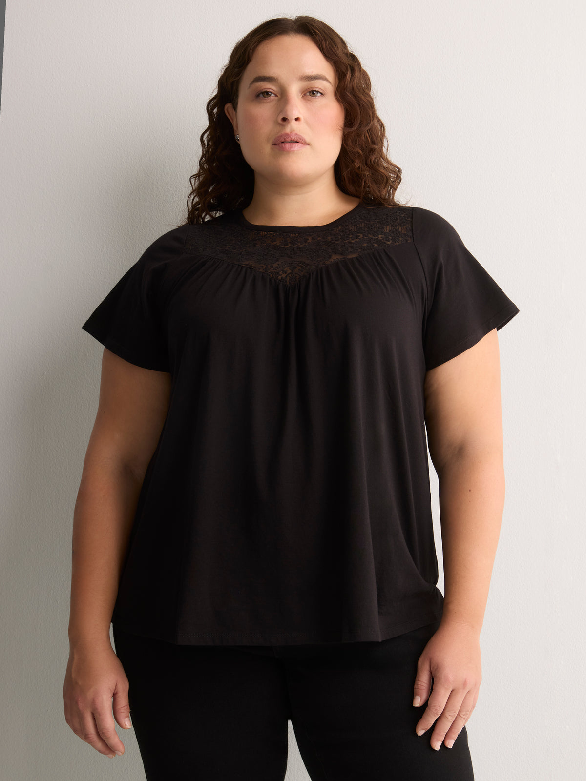 Slight Swing Top with Embroidered Yoke
