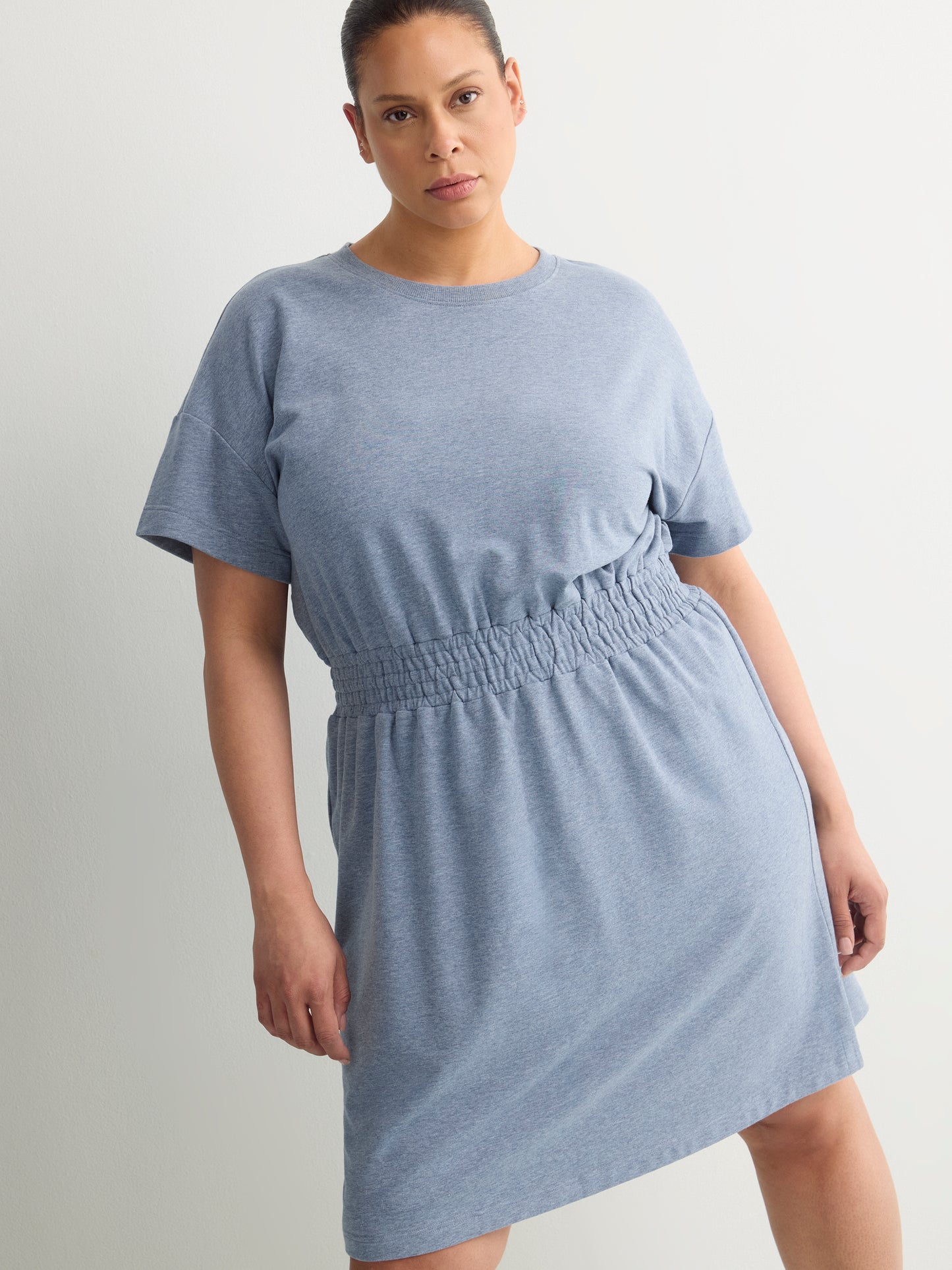 Short-Sleeve French Terry Dress with Elastic Waist - Active Zone