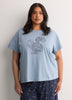 Blue Short-Sleeve Boxy Pyjama Top with Squirrel Print - tiVOGLIO