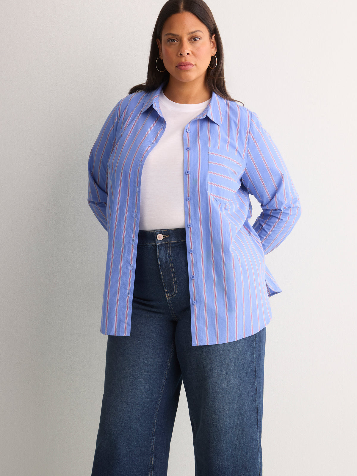Petite, Curvy-Fit Mid-Rise Wide-Leg Jean - d/C jeans