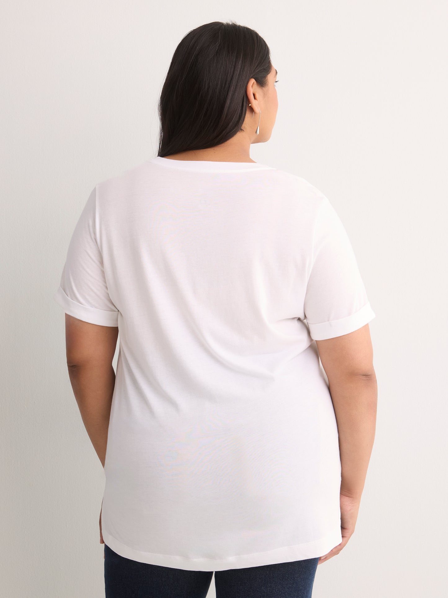 Boyfriend-Fit V-Neck Tee with Slits