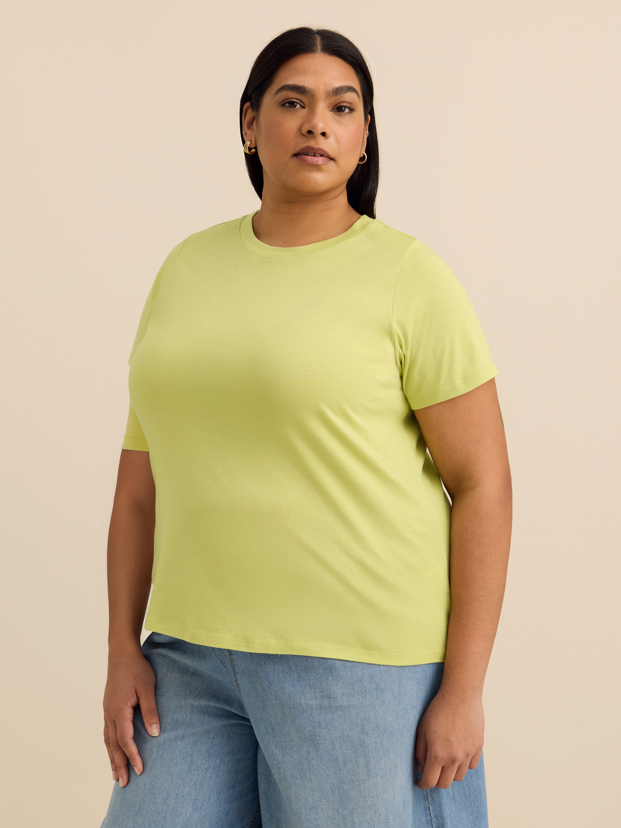 Crewneck Short-Sleeve Knit Top