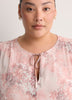Split-Neck Long Flounce Sleeve Asymmetrical Blouse
