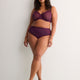 Plum Microfibre Cheeky Brief with Side Embroidery - Déesse