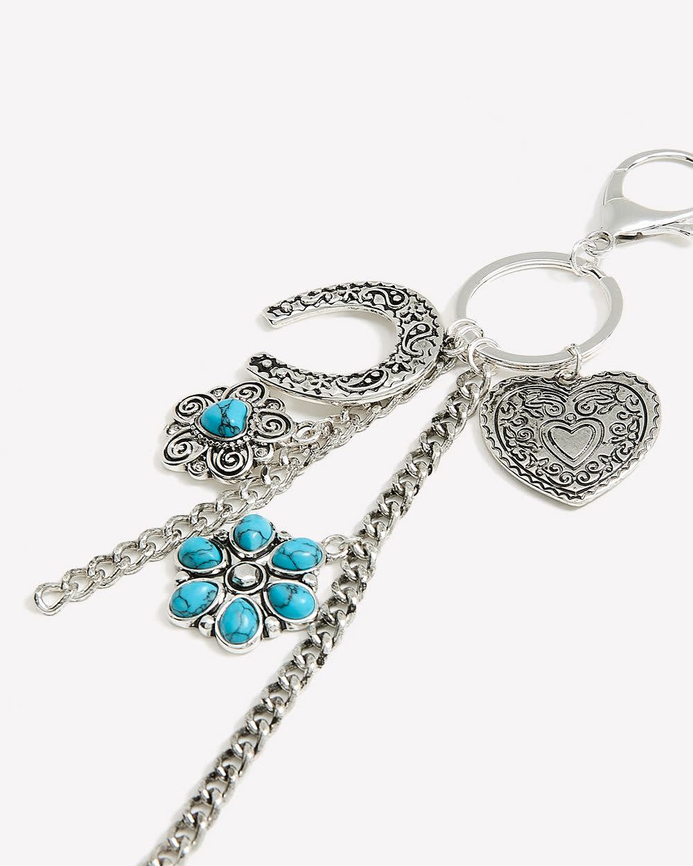 Western-Style Metallic Key Chain Bag Charm with Pendants