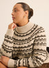 Pull marron à  col montant avec motif Fair Isle