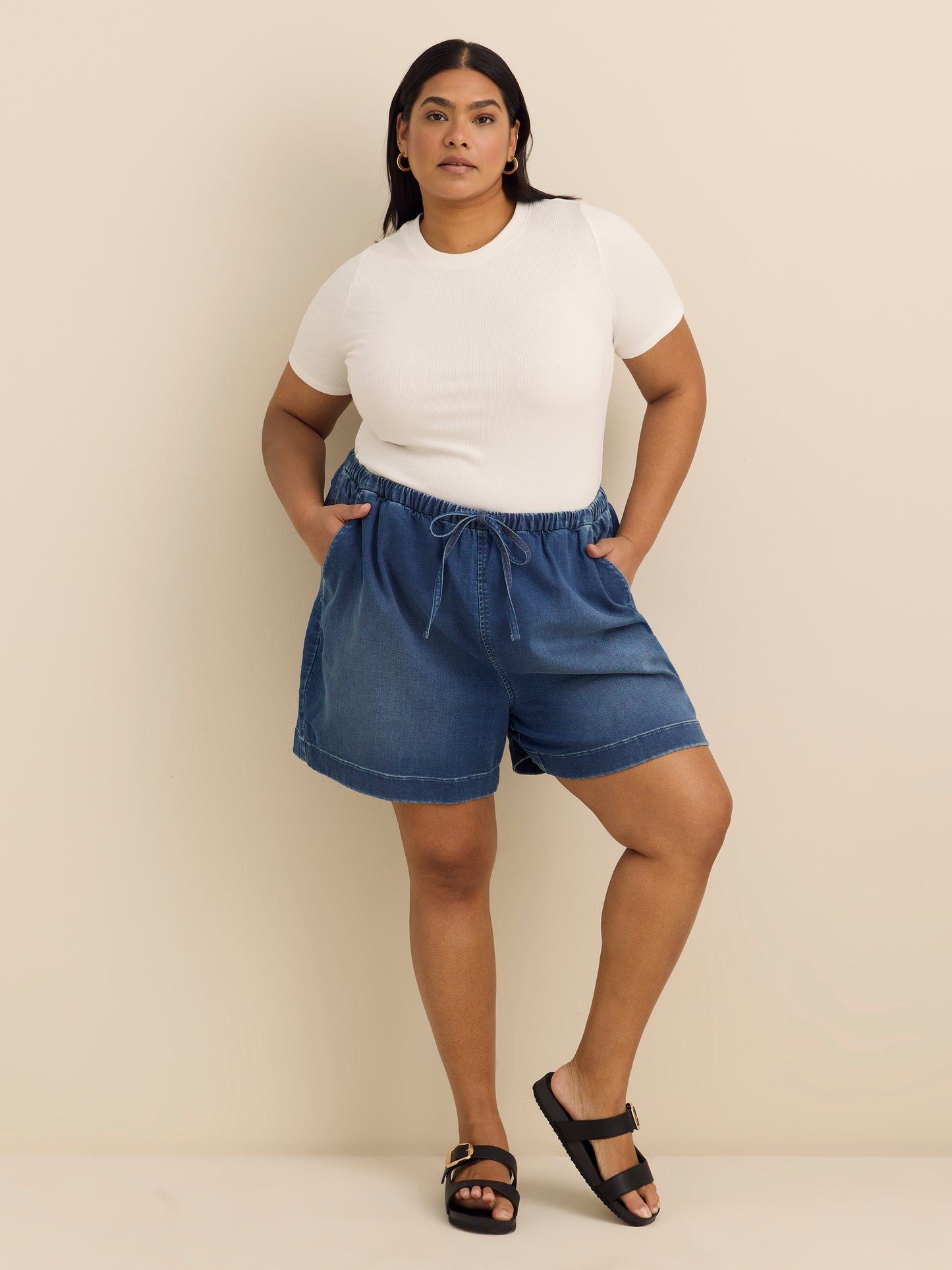 Curvy-Fit Crewneck Tee with Placement Print