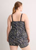 Black Wave-Print A-Line Tankini Top - Active Zone