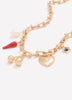 Short Golden Link Necklace with Charms