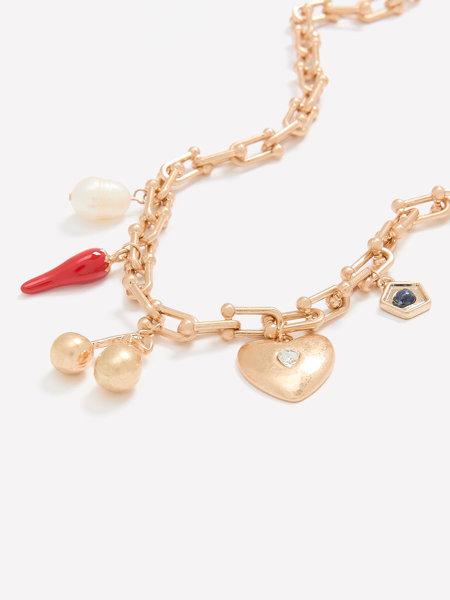 Short Golden Link Necklace with Charms