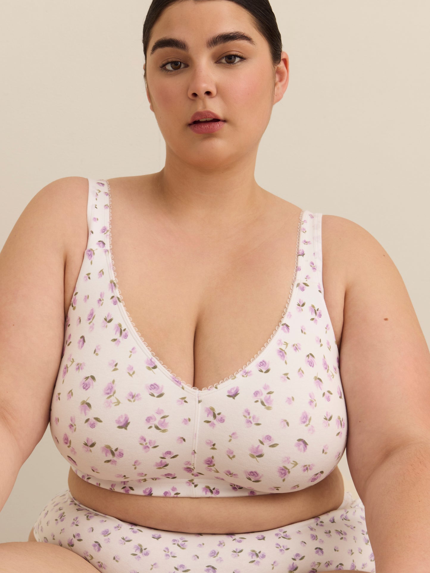 Wireless White Cotton Bra with Picot Trim - ti Voglio