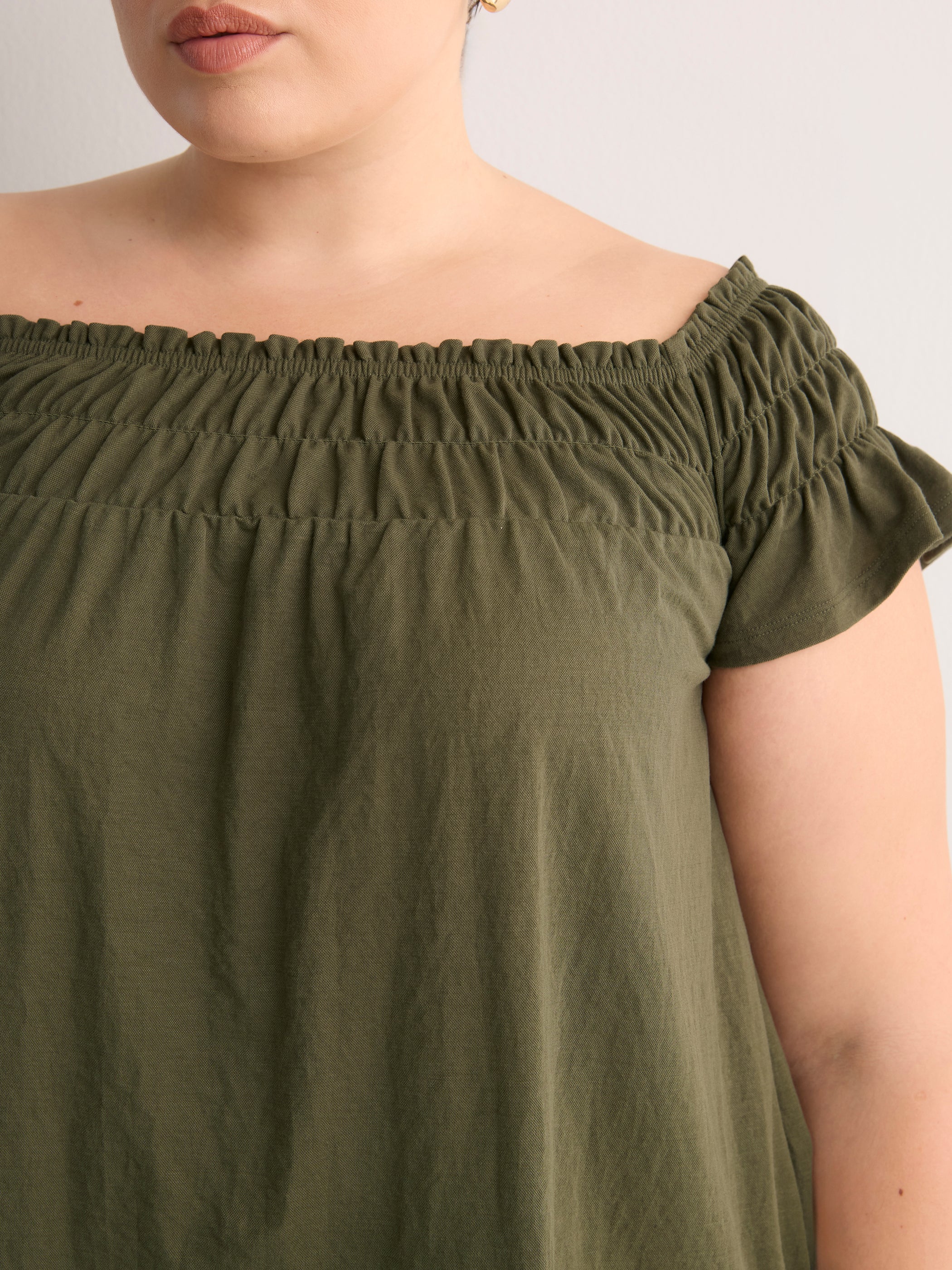 Responsible, Slight Swing Off-Shoulder Knit Top