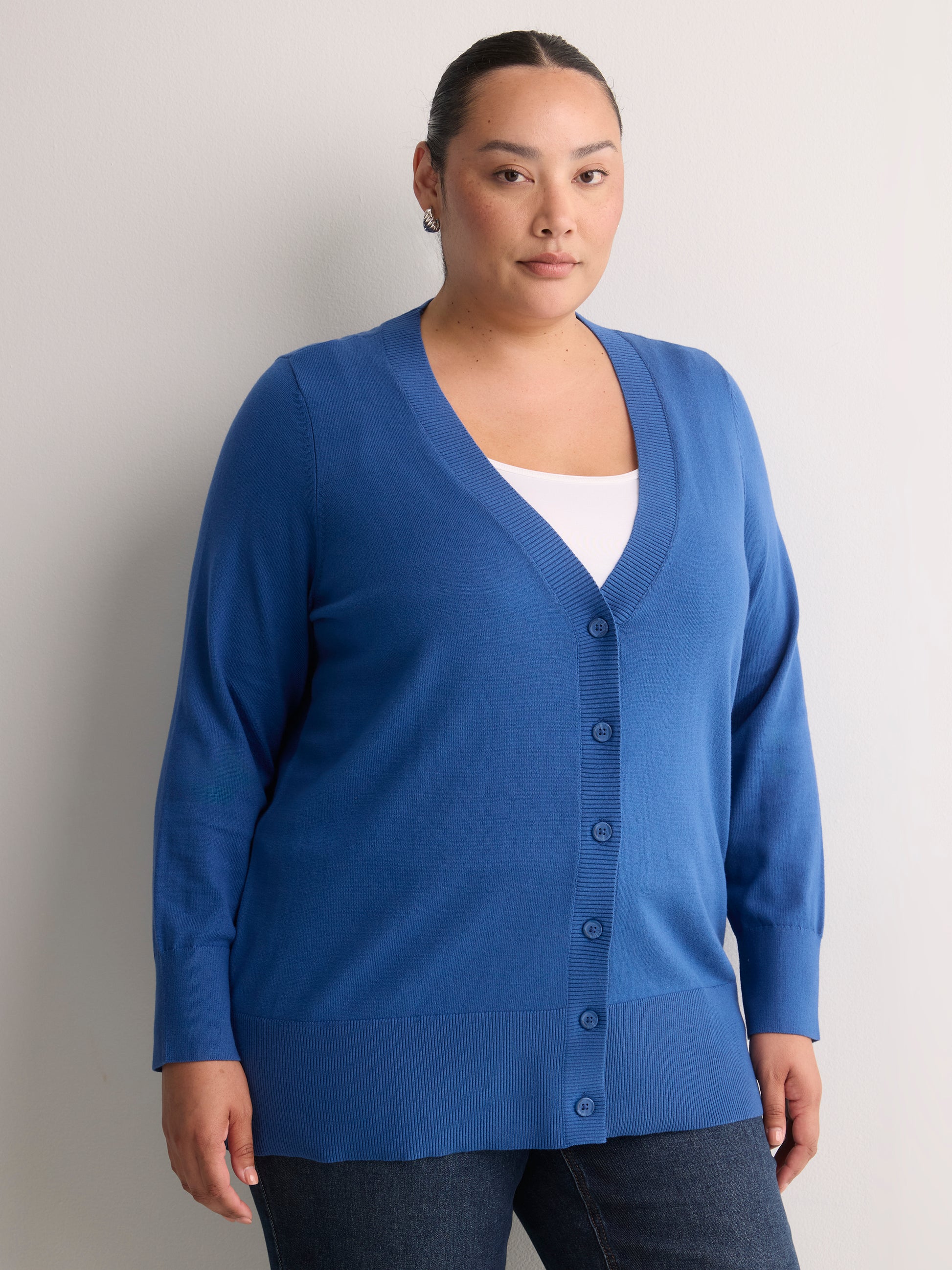 Cotton-Blend Tunic Cardigan