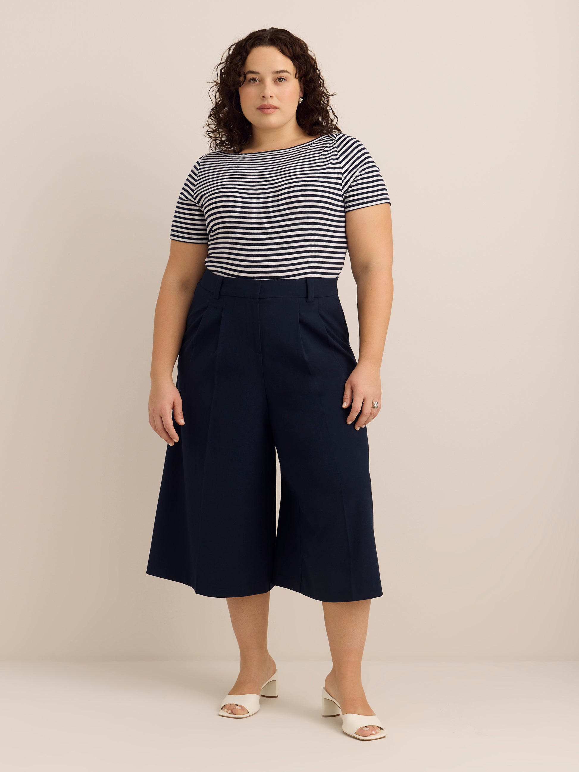 Striped Boat-Neck Rib Knit Baby Tee