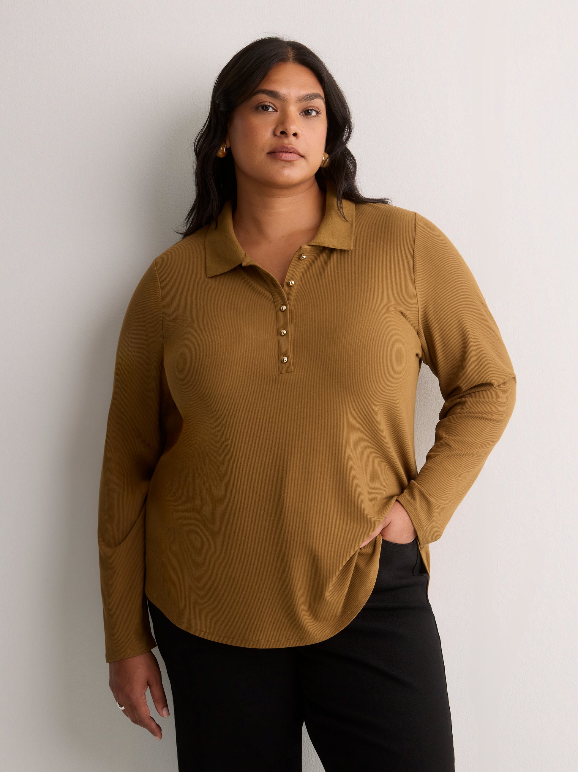 Responsible, Straight-Fit Long-Sleeve Ribbed Knit Polo Shirt