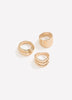 Assorted Golden Hammered Rings, Set of 3