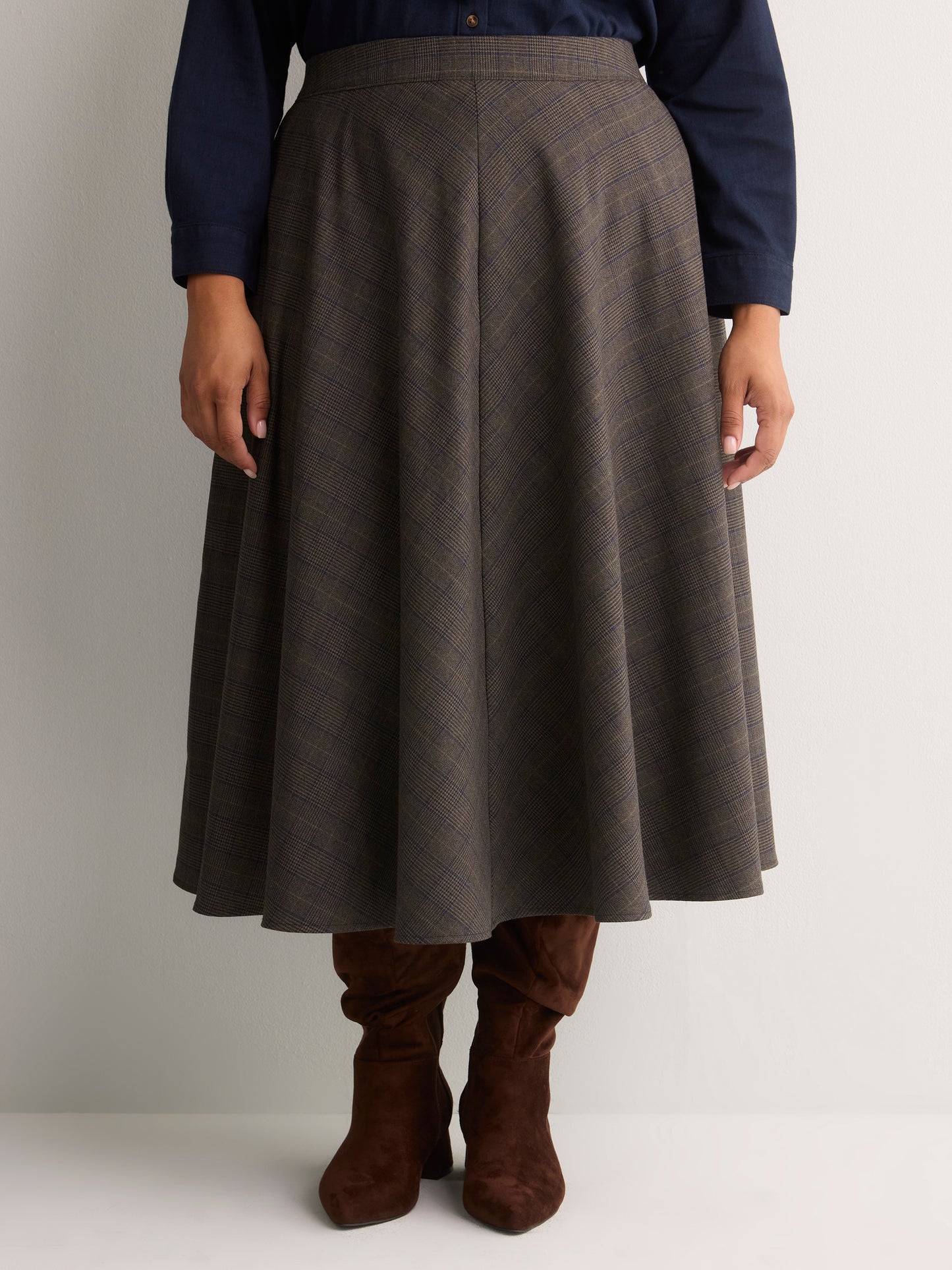 Plaid Circle Midi Skirt