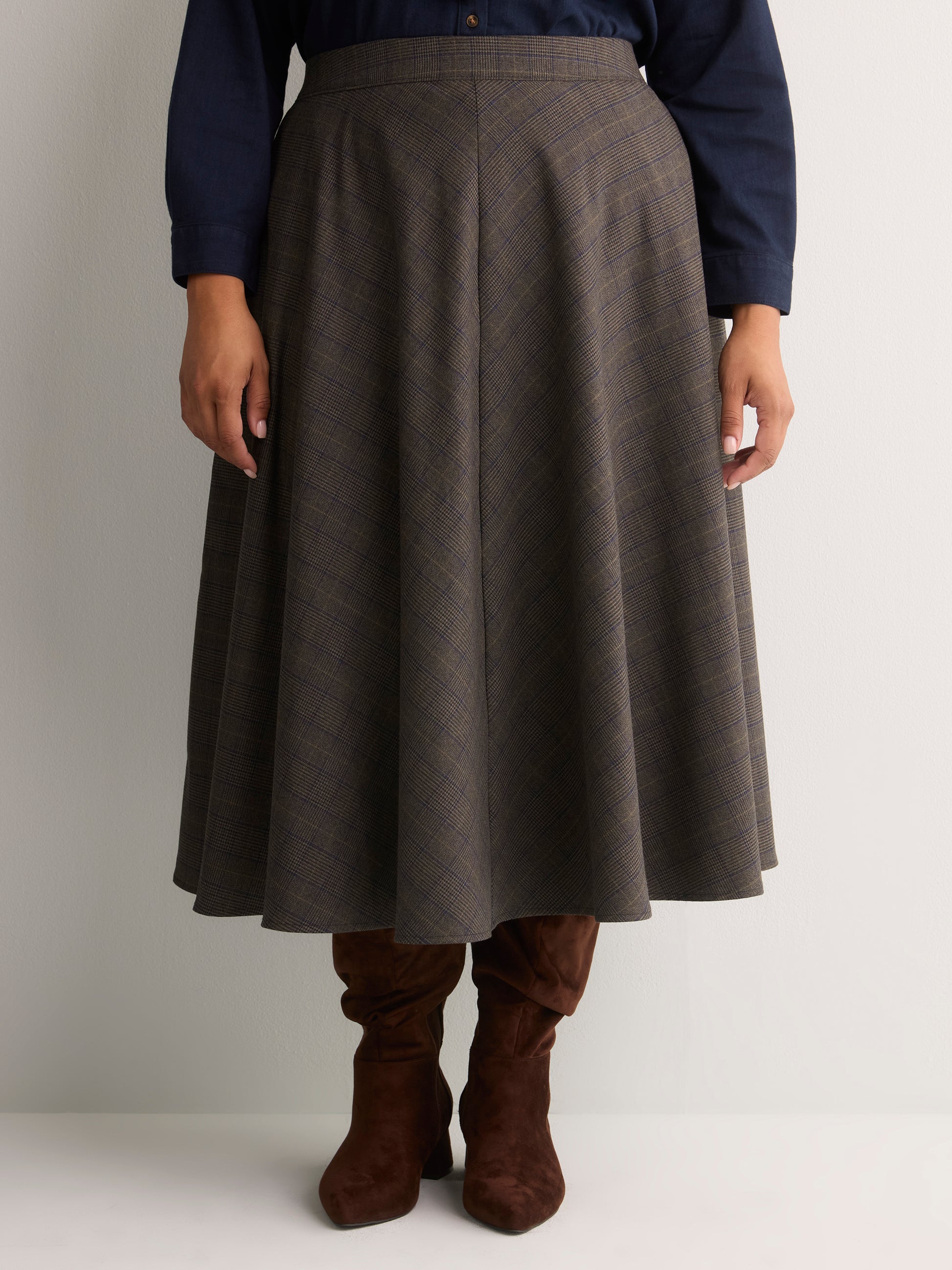 Plaid Circle Midi Skirt