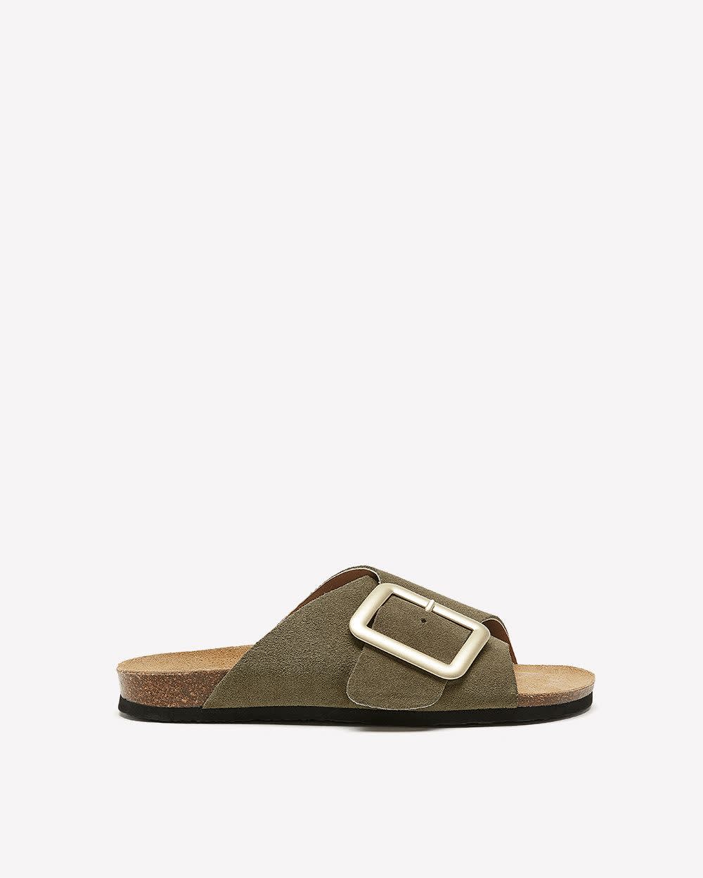 Sandale kaki Barca à enfiler à large bande avec boucle, pied large - Plakton