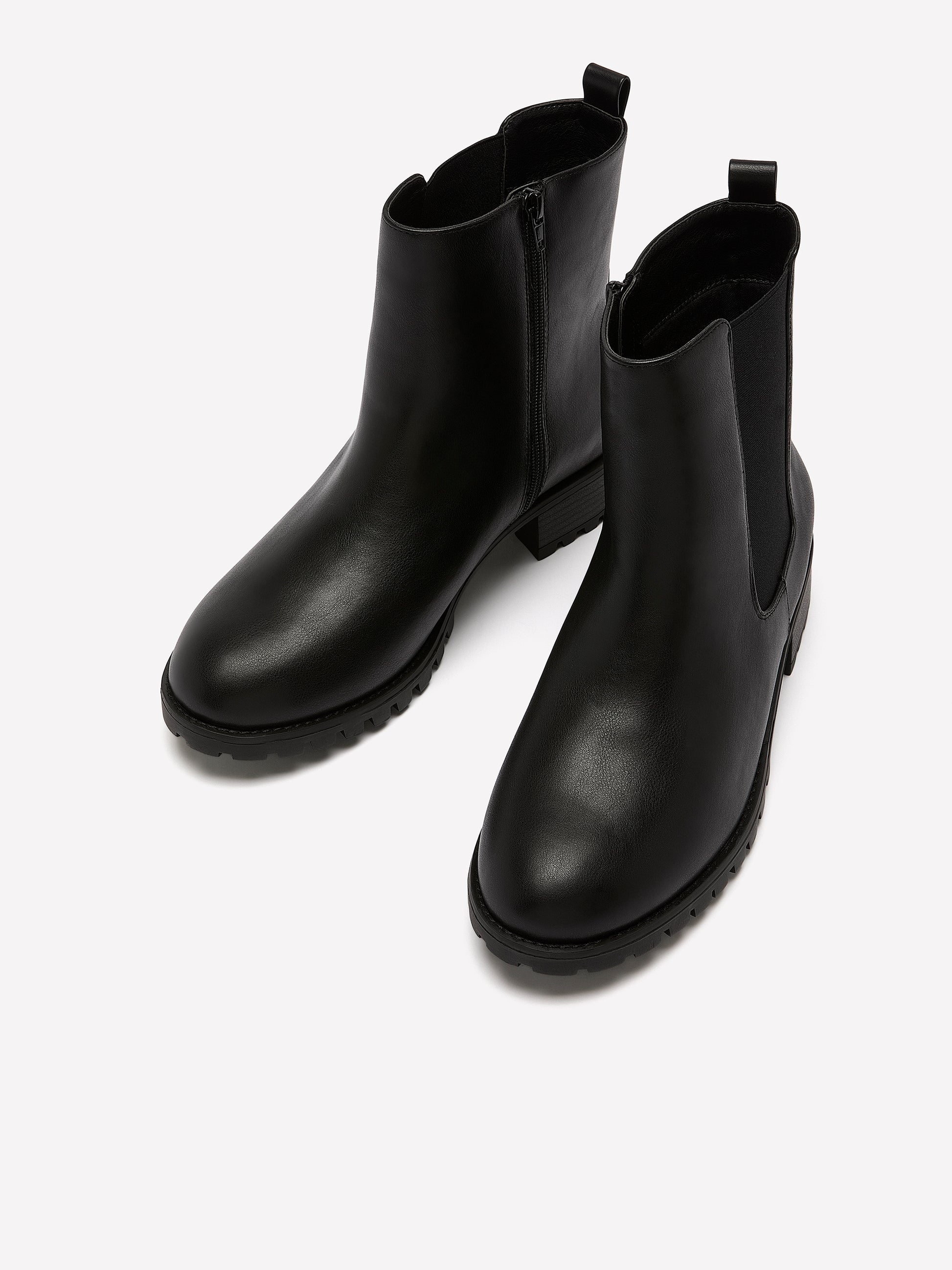 Extra Wide Width, Black Faux Leather Chelsea Bootie