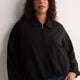 Dark Balloon-Hem Bomber Jacket