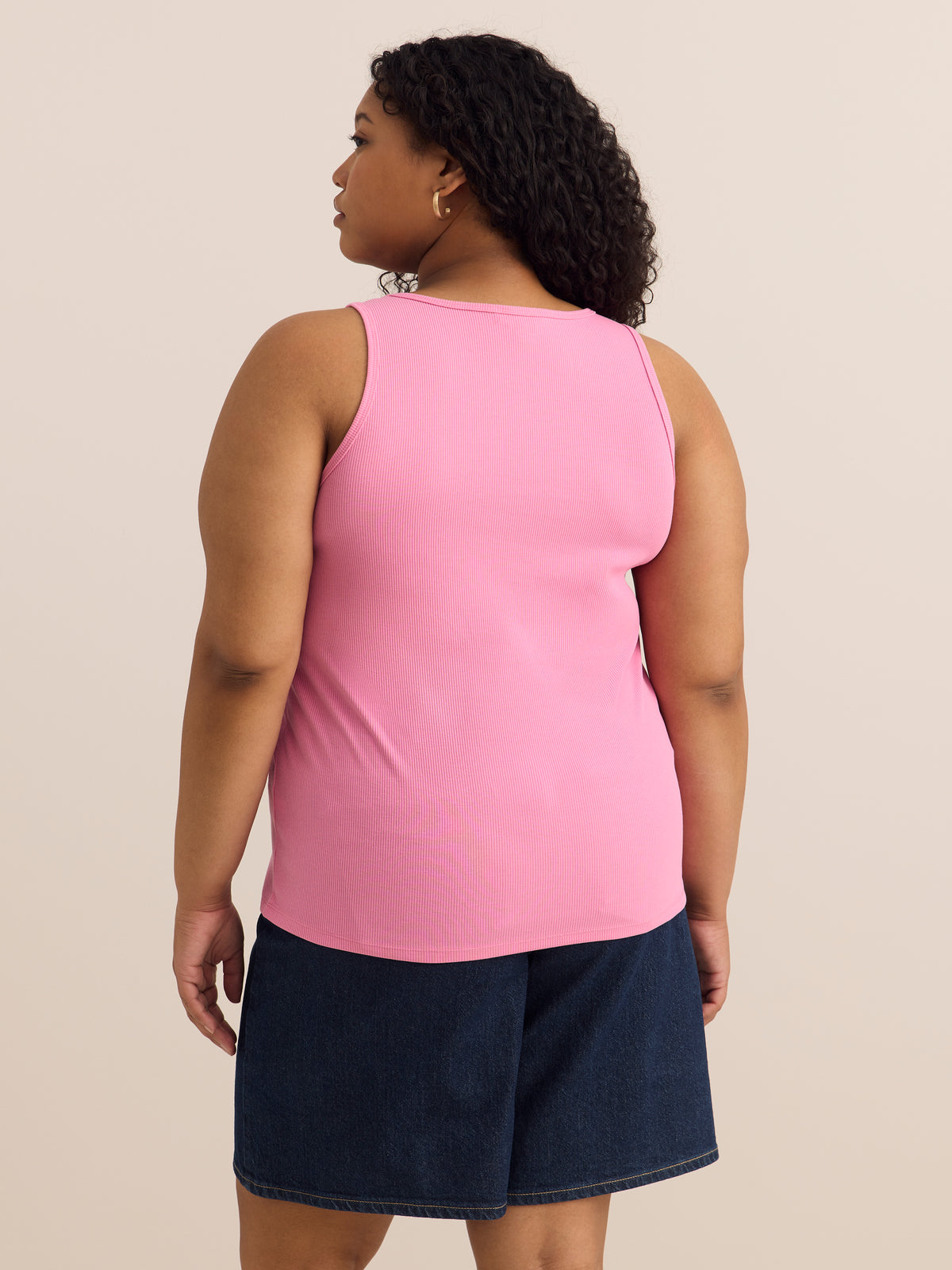 Scoop-Neck Ribbed Knit Tank Top