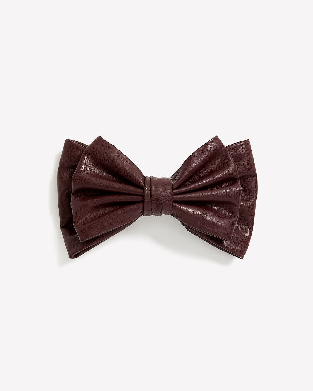 Faux Leather Bow Hair Barrette