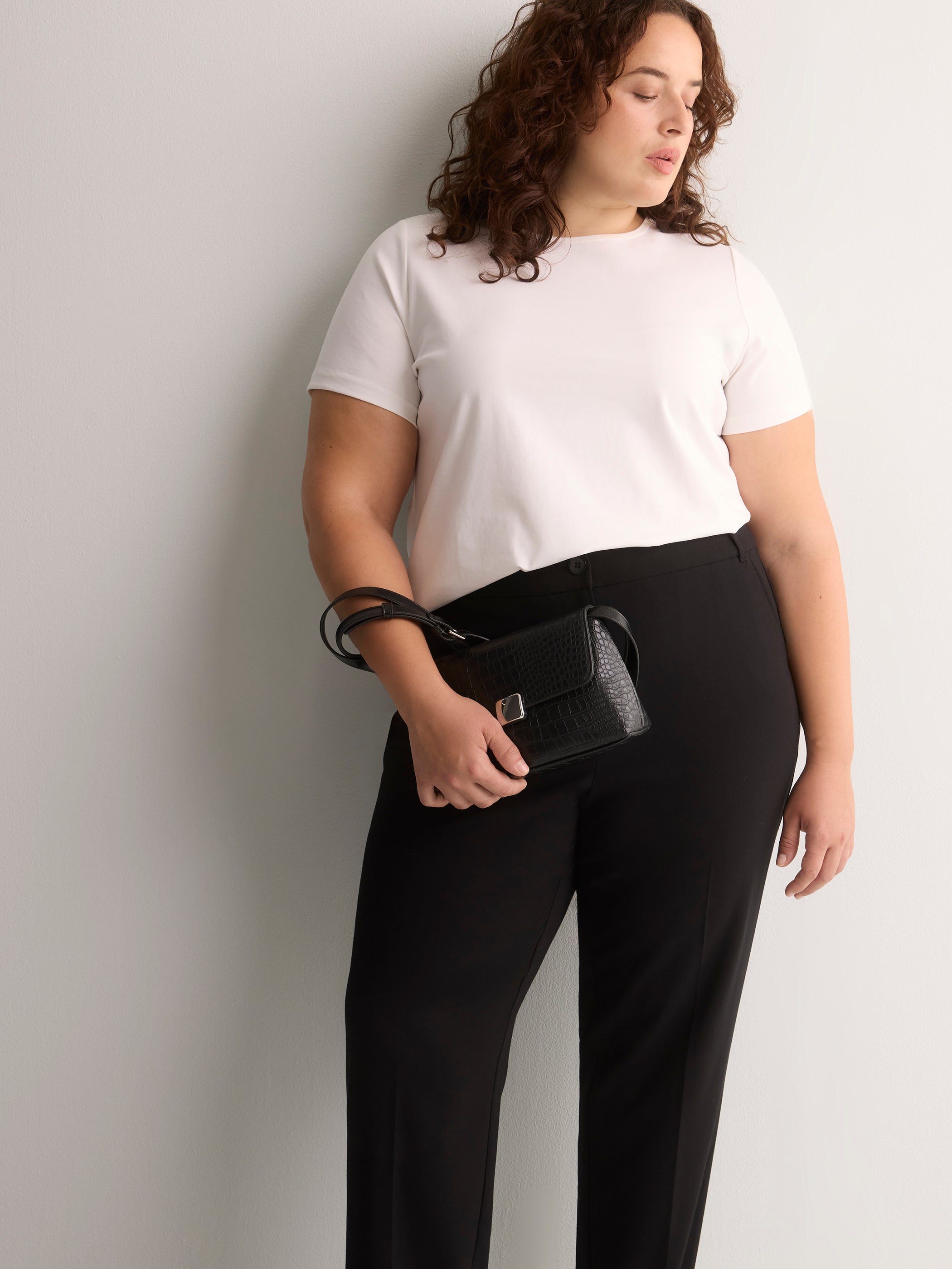Petite, Black Curvy Straight-Leg Savvy II Pant