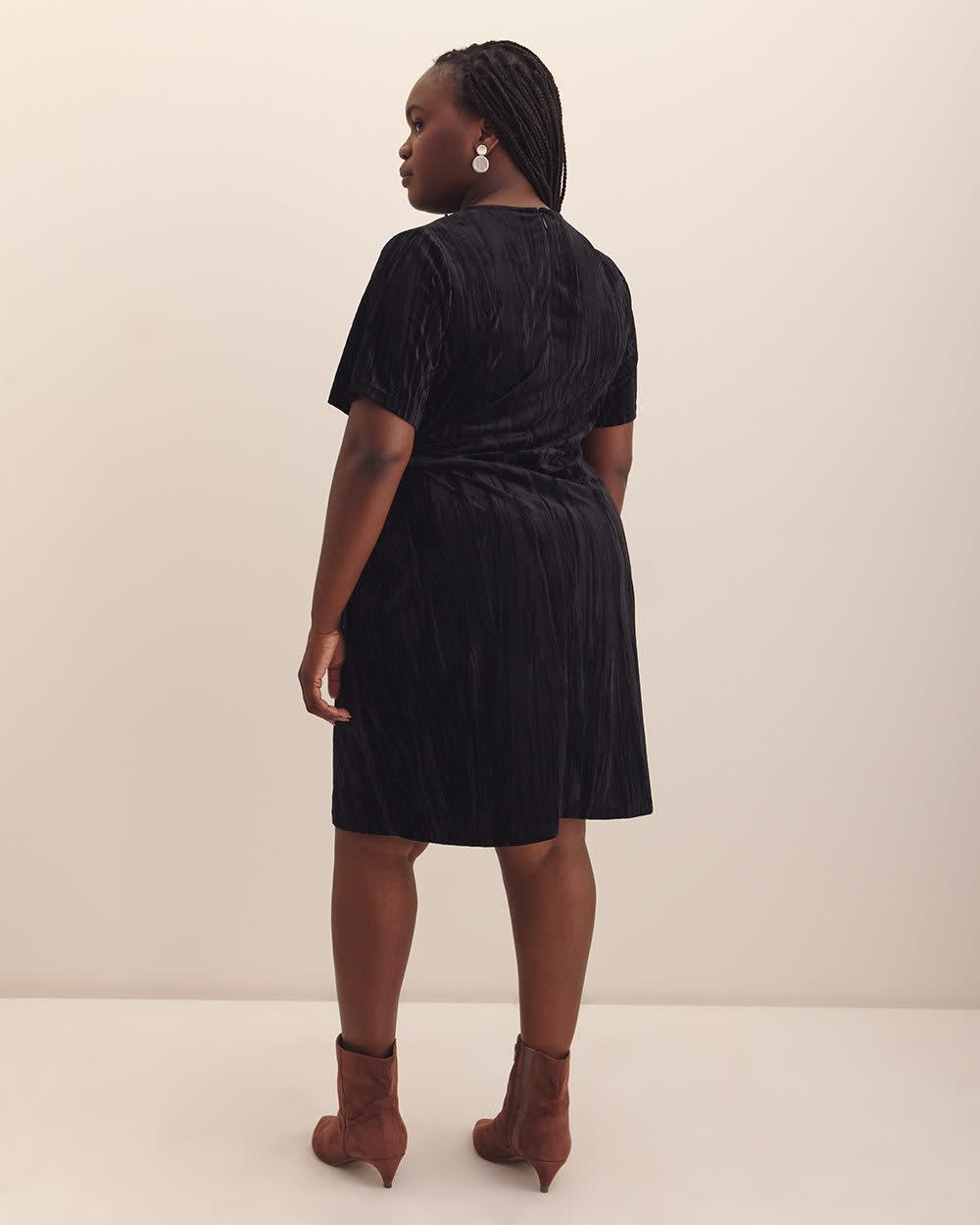 Velvet T-Shirt Dress with Side Knot