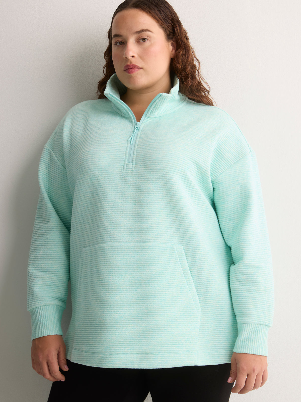 Long Icy Blue Ottoman Half-Zip Sweatshirt - Active Zone