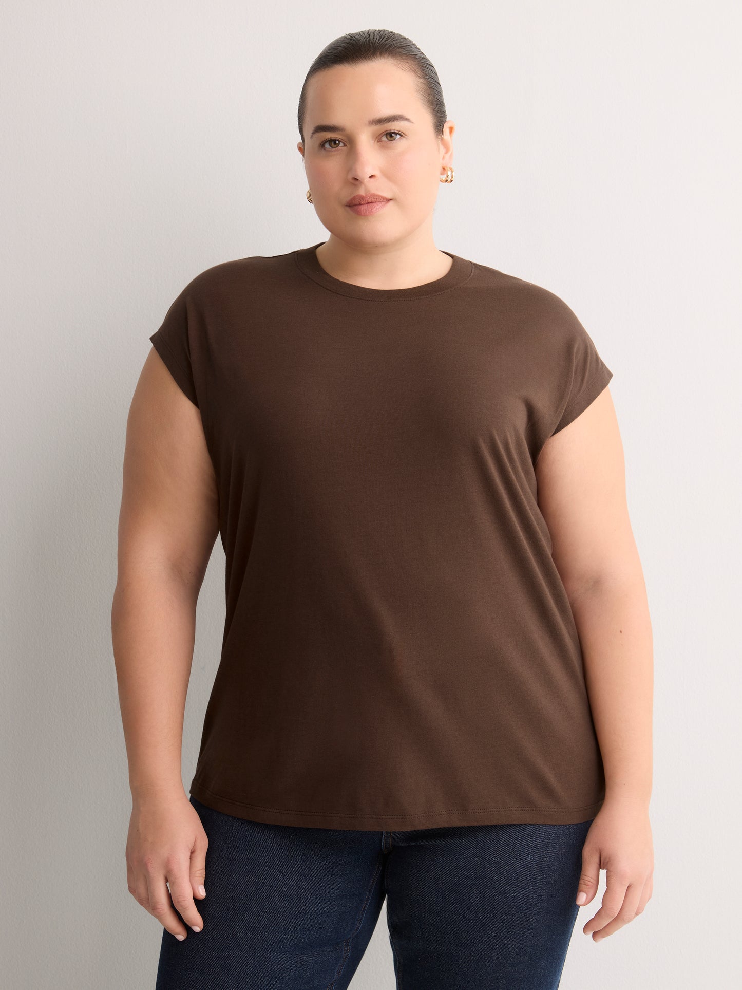 Straight-Fit Extended-Sleeve Crew-Neck Knit Top