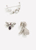 Assorted Silver Rhinestone Brooches, Set of 3
