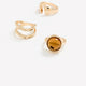 Assorted Rings with Big Stones, Set of 3