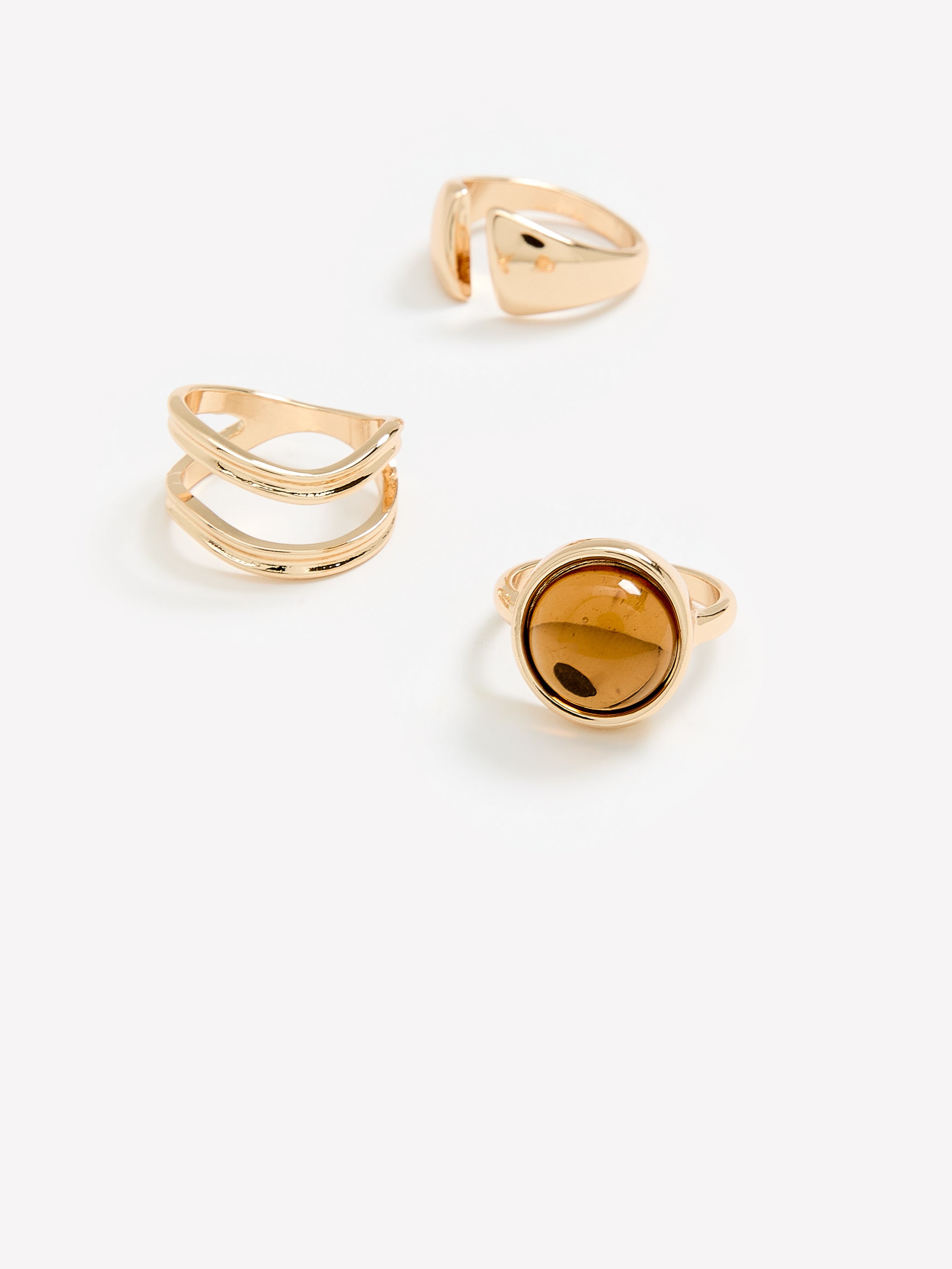 Assorted Rings with Big Stones, Set of 3