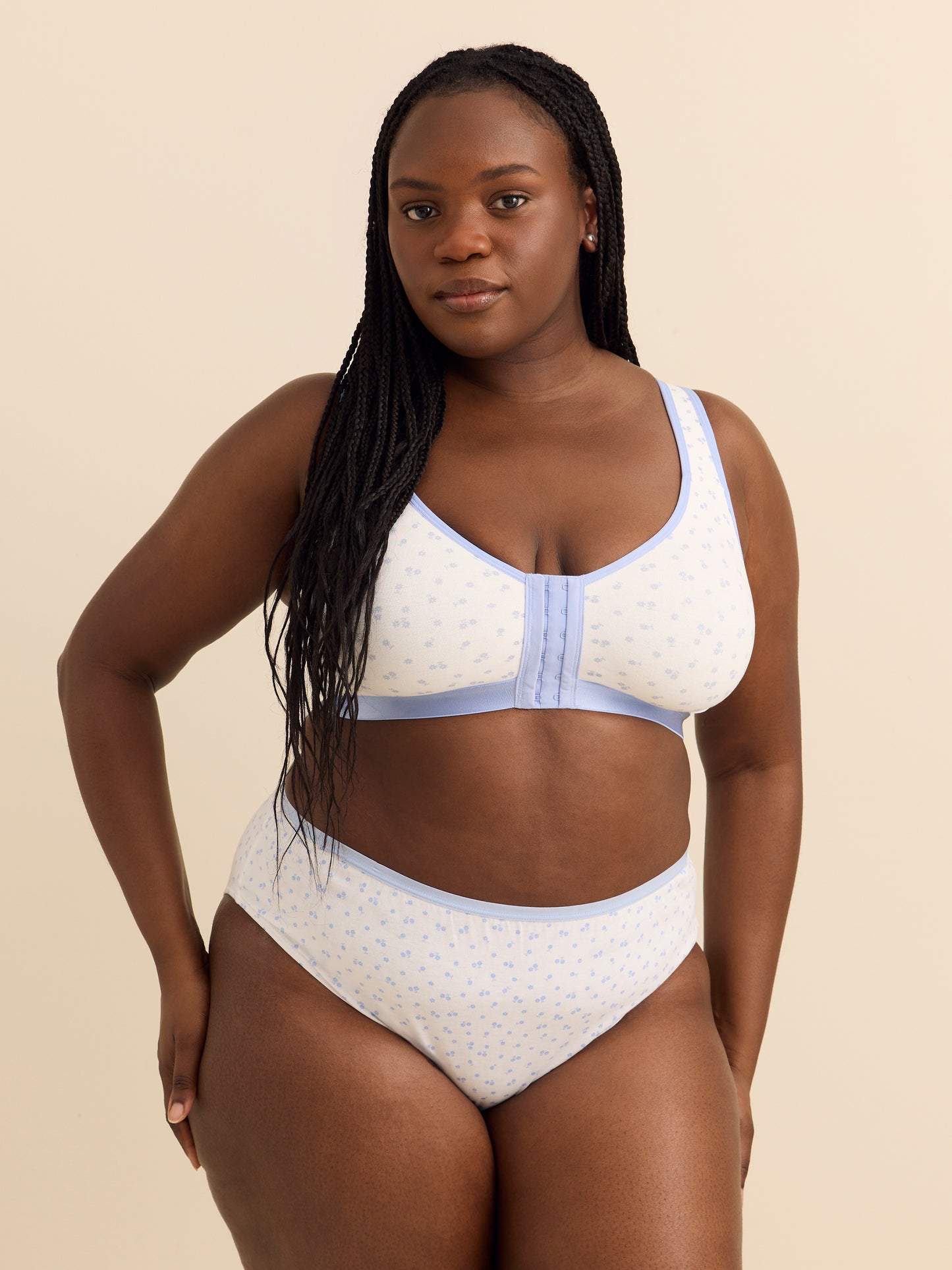 Wireless Unlined Cotton Bra with Flower Print - ti Voglio