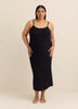 Black Sleeveless Rib Knit Fitted Long Sleepshirt - ti Voglio