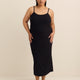 Black Sleeveless Rib Knit Fitted Long Sleepshirt - ti Voglio