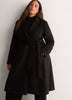 Long Belted Coat with Faux-Fur Collar and Cuffs