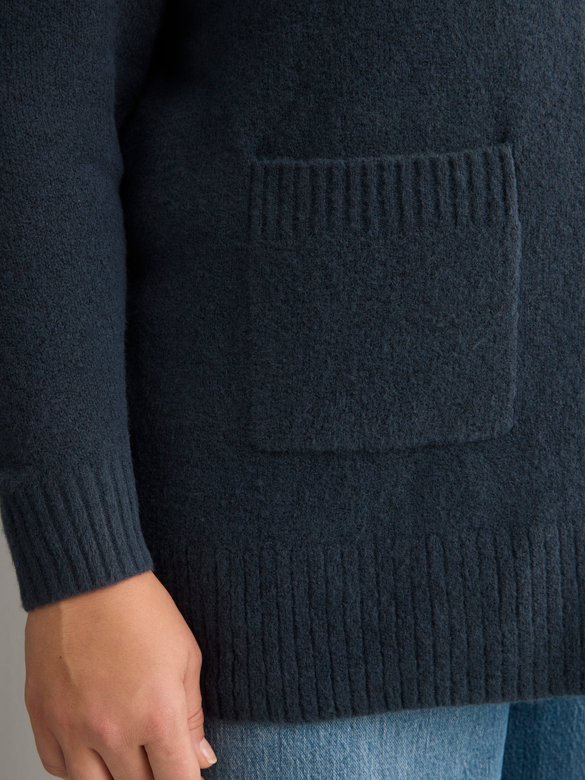 Indigo Straight Tunic Cardigan with Embellished Buttons