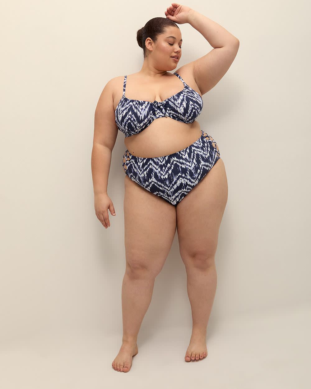 Herringbone-Print High-Rise Swim Brief