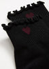 Lettuce-Edge Ankle Socks with Heart Placement Print