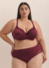 Underwire Burgundy Contour T-Shirt Bra with Lace - Déesse Collection