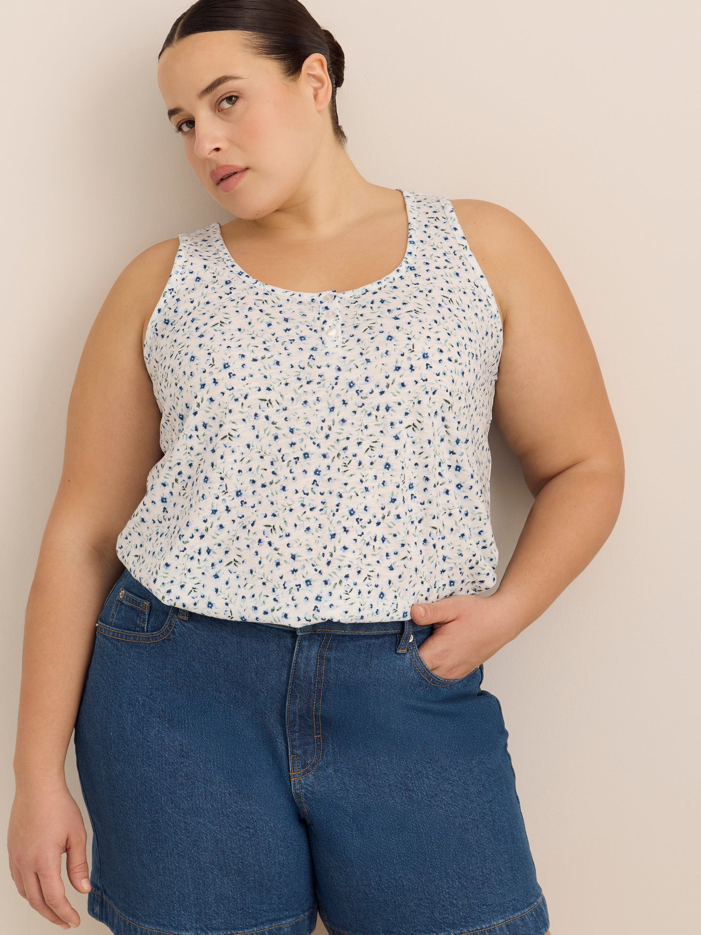 Curvy-Fit High-Rise Denim Shorts