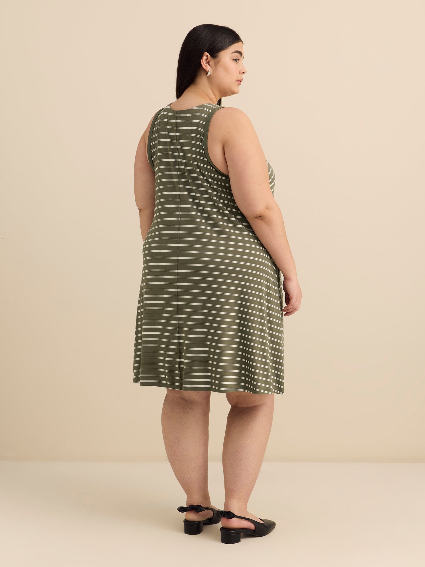 Yarn-Dyed Ribbed Halter Dress with Pockets