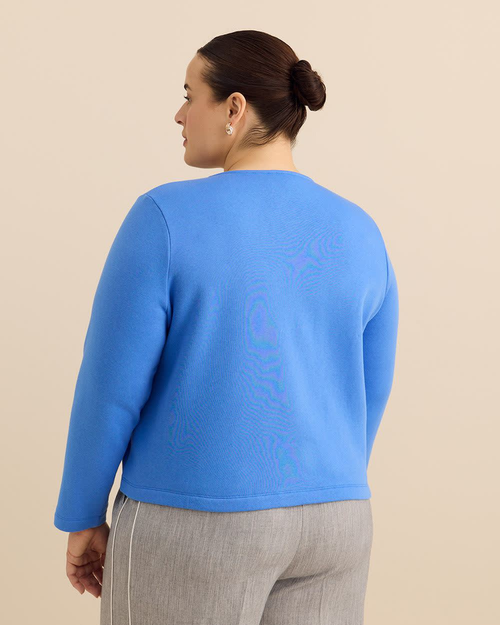 Button-Up Short Cardigan with Pockets